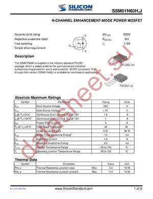 SSM01N60 datasheet  