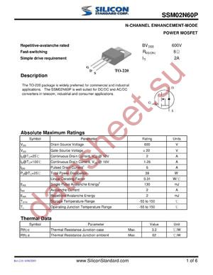 SSM02N60P datasheet  