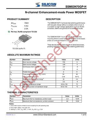 SSM03N70GP-H datasheet  