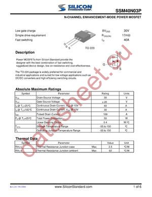 SSM40N03P datasheet  