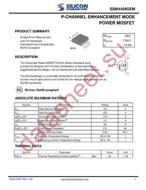 SSM4409GEM datasheet  