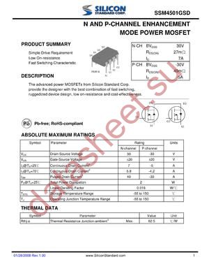 SSM4501GSD datasheet  