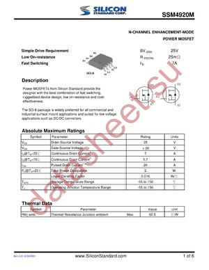 SSM4920M datasheet  