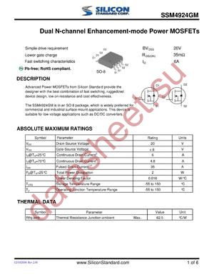 SSM4924GM datasheet  