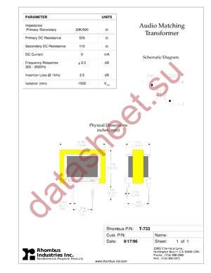 T-733 datasheet  