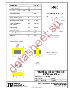 T-980 datasheet  