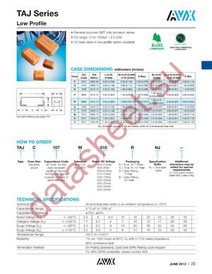 TAJC107M010RNJV datasheet  