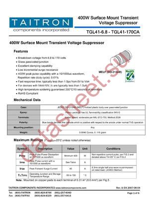 TGL416.8C datasheet  