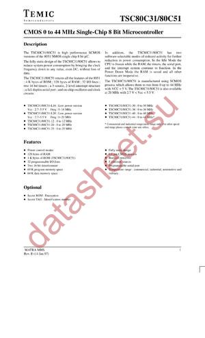 TSC80C31-L20CGD/883 datasheet  