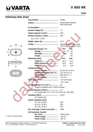 V600HR datasheet  