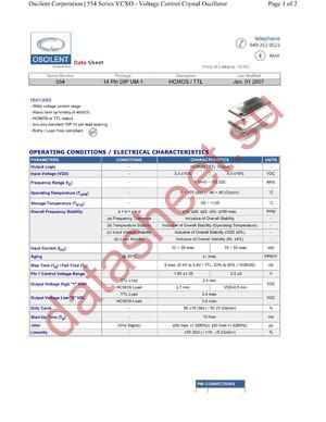 554-12.0M-3DN-TP220 datasheet  