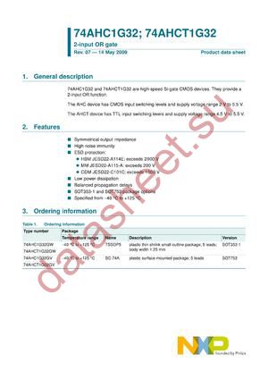 74AHC1G32GW125 datasheet  