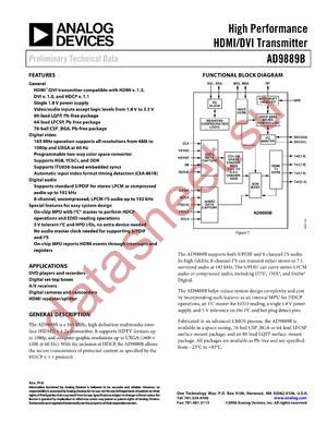 AD9889BBBCZRL-165 datasheet  