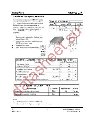 AM70P03-07D datasheet  